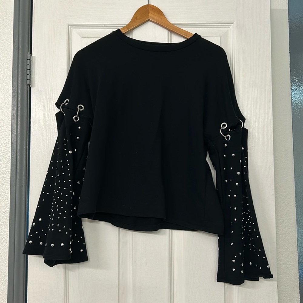 Black Zara Studded Sweat Shirt Size Small